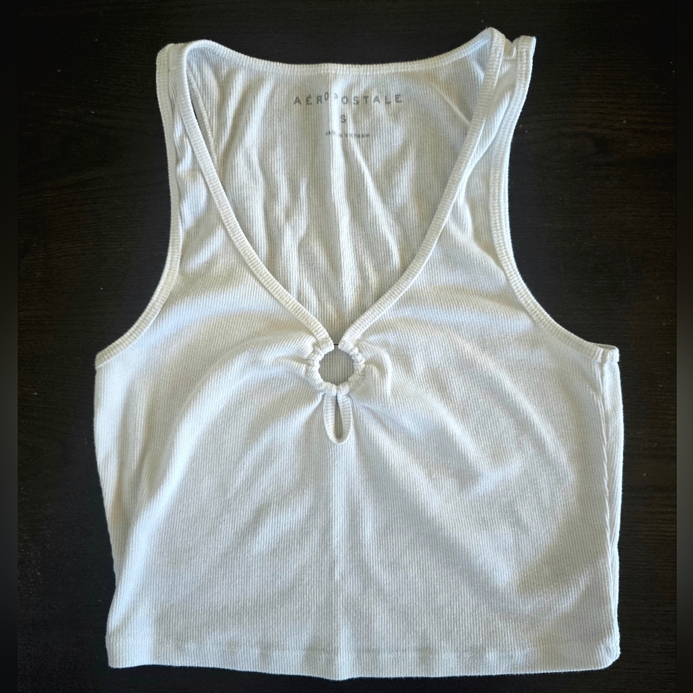 Aeropostale White Sleeveless Crop Tank Top